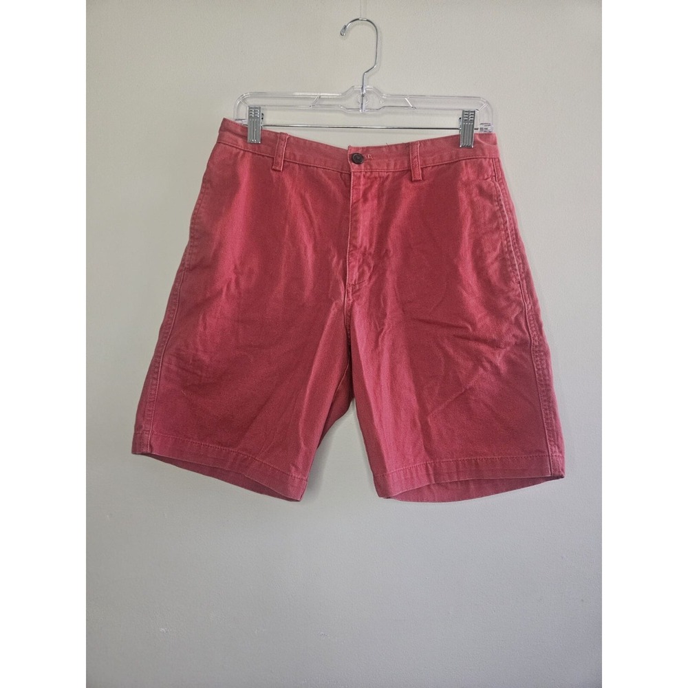 Chaps Red 100% Cotton Chino Shorts Mens 30 Solid Flat Front